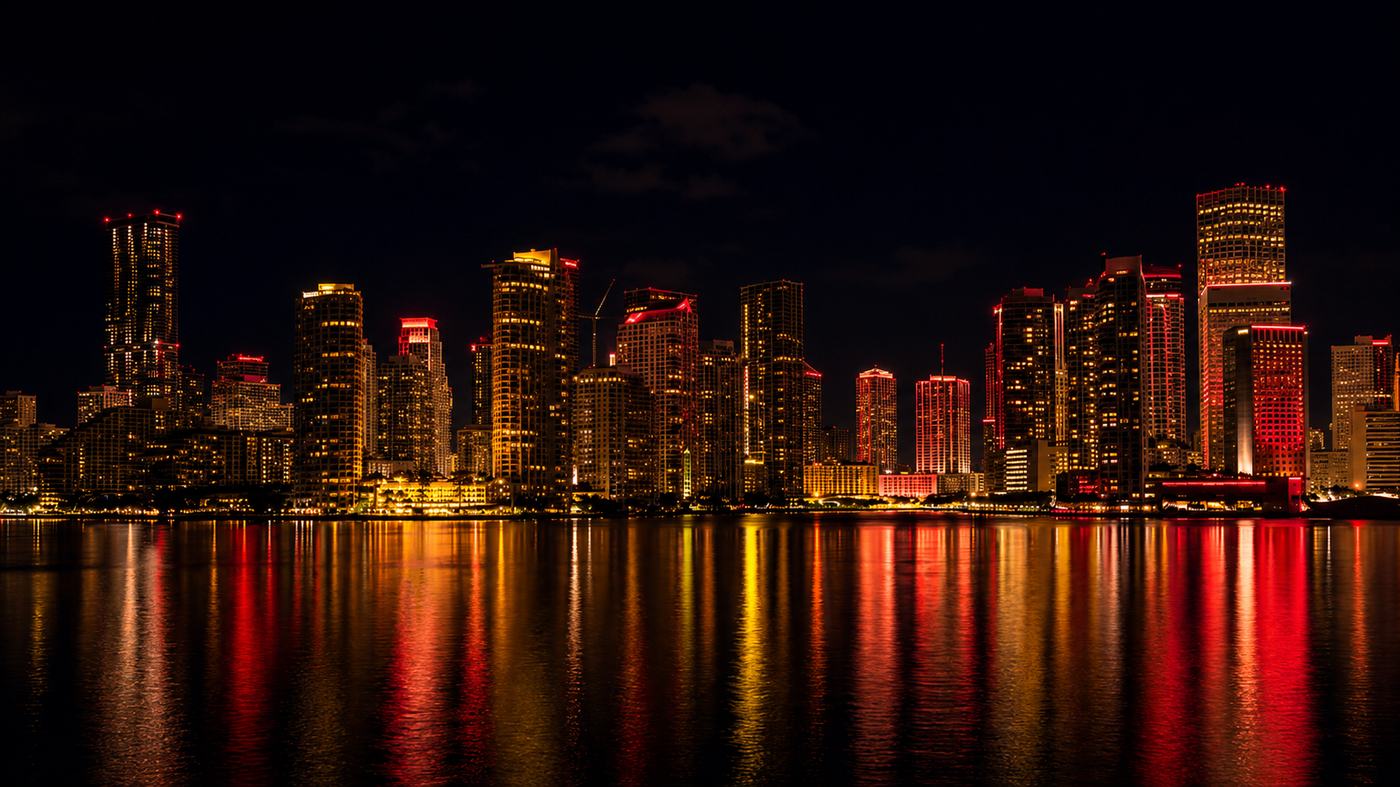 Miami skyline at night